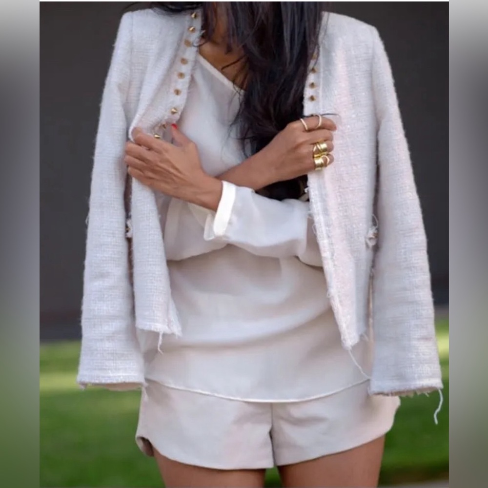 Revolve Lovers + Friends x Because Im Addicted En Vogue Cream Tweed Jacket